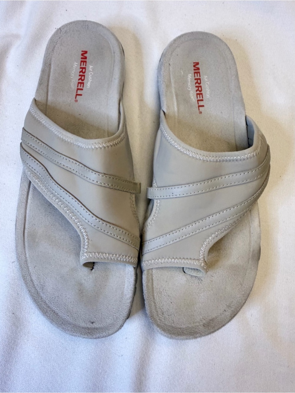 Merrell Silver Lining Leather Thong Slide Sandals Women's Size 8 Grey